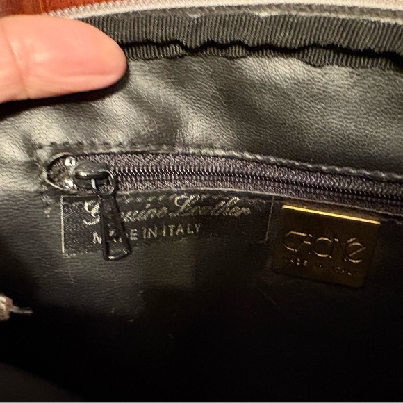 Cache Made in Italy Silver Metallic Leather Crossbody Bag Purse - Picture 8 of 11